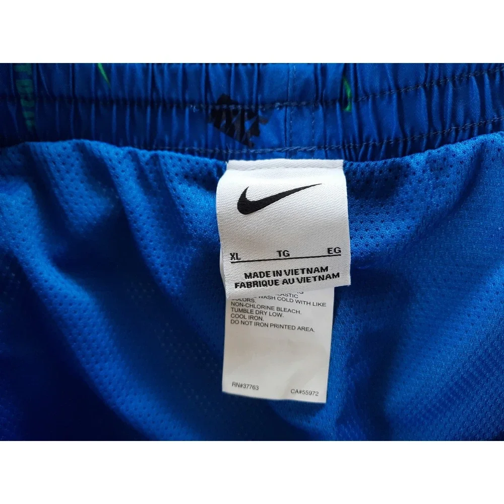 Nike Mens XL Blue Just Do It Swoosh All Over Print Swim Trunks Shorts NESSA474